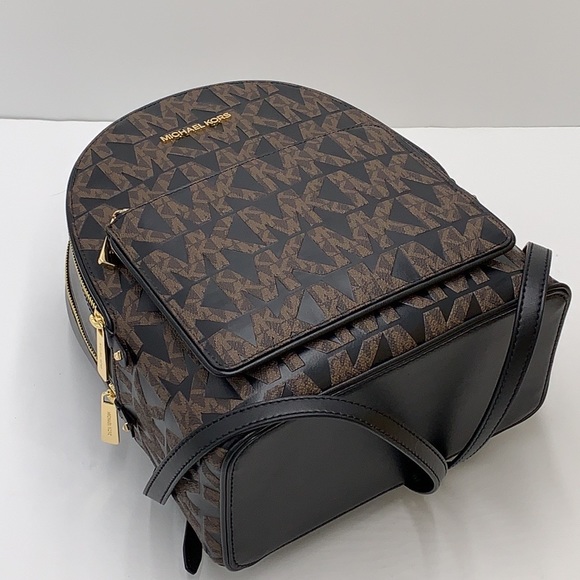 MICHAEL KORS ADINA MEDIUM BACKPACK BLACK /BROWN - Picture 10 of 16